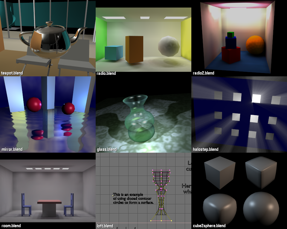 The 9 different demo files of the tutor 1.6 archive