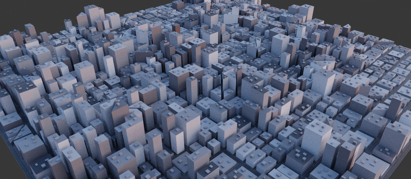 a city consisting of extruded faces