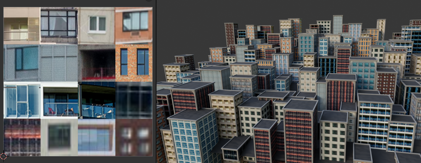 buildings with repeating textures from a texture sheet