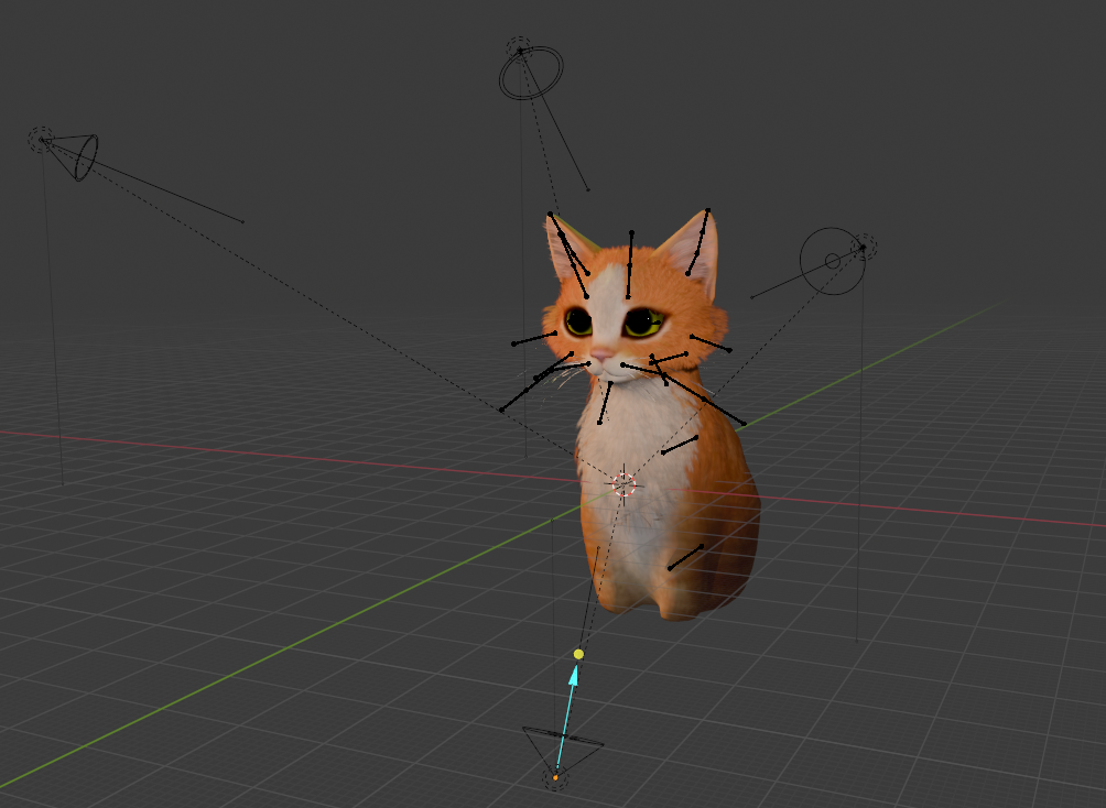 the cat model imported into blender